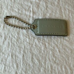 Coach: Gray Leather Keychain/ Handbag Tag- Silver Tone